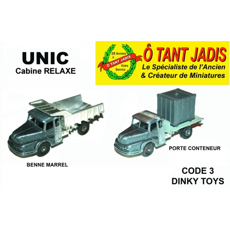 CODE 3  - UNIC BENNE MARREL - CABINE RELAXE  -  DINKY Scale
